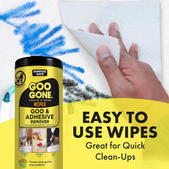 Goo Gone Adhesive Remover Wipes – Removes Stickers, Residue, Grease, Grime, Crayon, Sap, Sticky or Gooey Messes, Pre-Moistened Wipes, 2 Pack, 48 Count