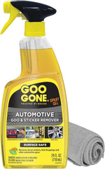 Goo Gone Automotive Adhesive Remover, Goo & Grime Cleaner for Bumper Stickers, Decals, Tree Sap, Brake Dust, Bird Droppings, Gum, Spray Paint, Asphalt, 24 oz with MicroFiber Buffing Towel